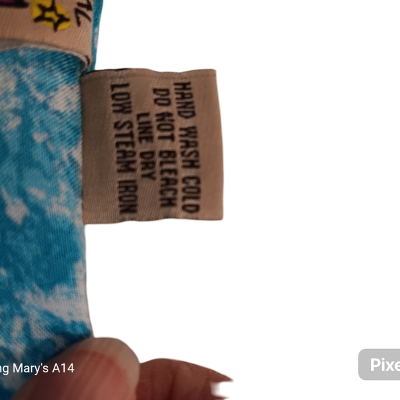 Blue Patterned Long Sleeve Shark-hem Top L - Picture 5 of 7